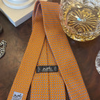 Hermes Lock & Key Orange Silk Tie Brand New