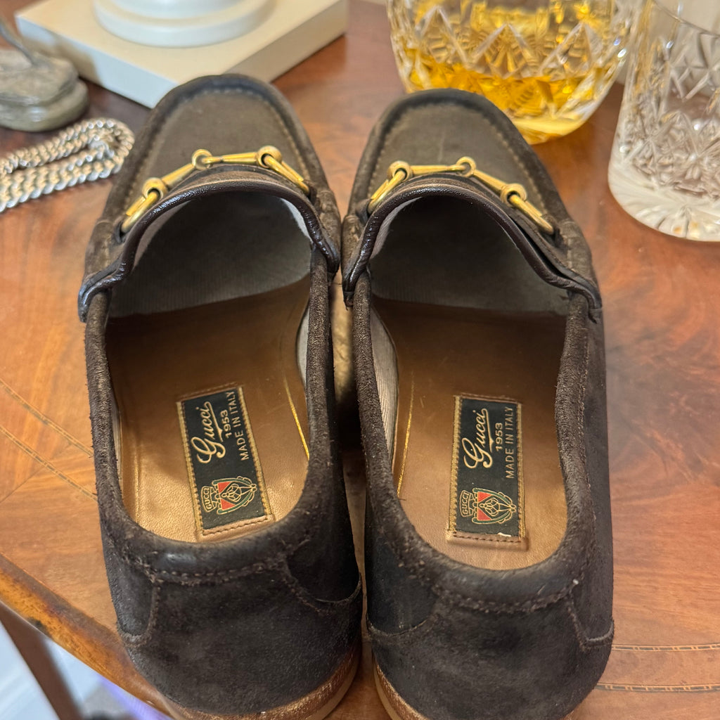 Gucci 1953 Horsebit Loafers Dark Brown Rough Suede 6uk