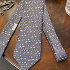 Hermes Trains & Geese Grey Silk Tie Unworn