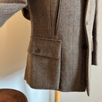 John Brocklehurst Herringbone Windowpane Tweed Norfolk Jacket 40”R
