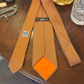 Hermes Lock & Key Orange Silk Tie Brand New