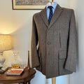John Brocklehurst Herringbone Windowpane Tweed Norfolk Jacket 40”R