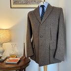 John Brocklehurst Herringbone Windowpane Tweed Norfolk Jacket 40”R
