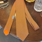 Hermes Lock & Key Orange Silk Tie Brand New