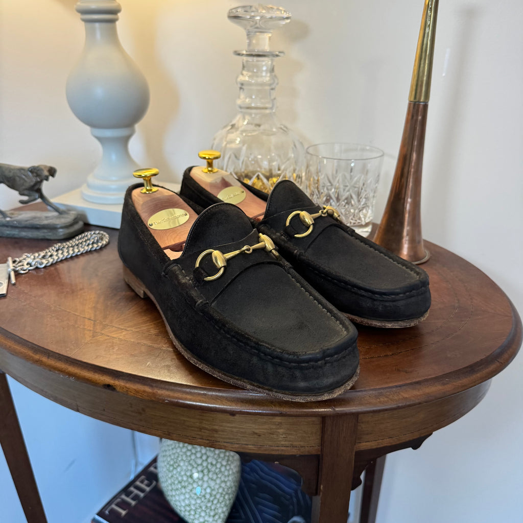 Gucci 1953 Horsebit Loafers Dark Brown Rough Suede 6uk