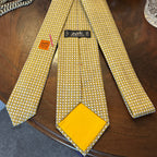 Hermes Postit Note & Pencil Butter Yellow Silk Tie