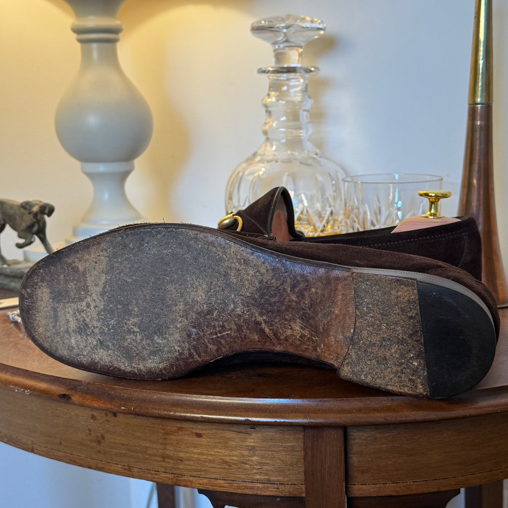 Gucci 1953 Horsebit Loafers Dark Brown Suede 7.5uk