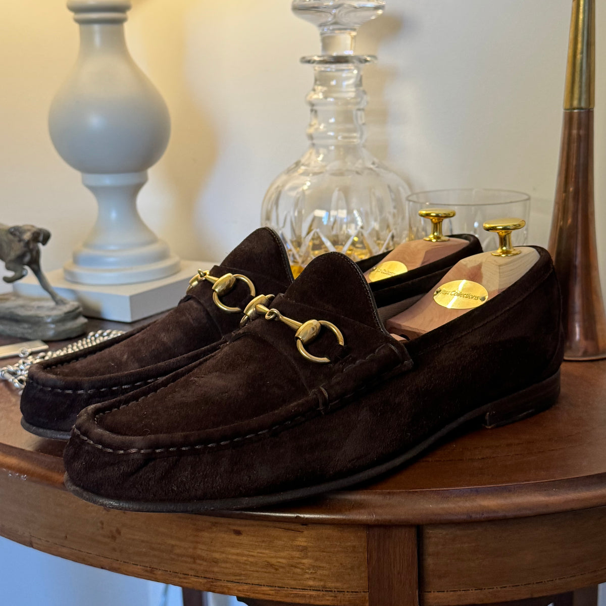Gucci 1953 Horsebit Loafers Dark Brown Suede 7.5uk