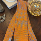 Hermes Lock & Key Orange Silk Tie Brand New