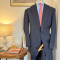 Wells Savile Row Bespoke Navy Plain Weave Wool Suit 44"L 40"L
