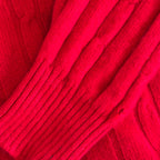 N.Peal 1990’s 100% Pure Cashmere Red Cable Knit V-Neck Jumper XL 44”