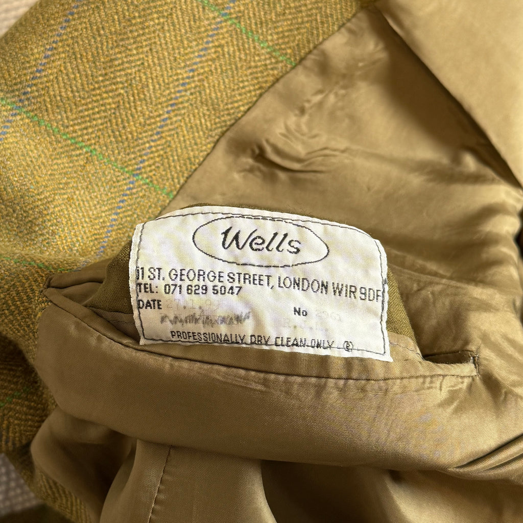 Wells Savile Row Bespoke 1999 Tweed Sports Jacket 44”L