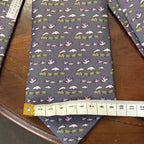 Hermes Trains & Geese Grey Silk Tie Unworn