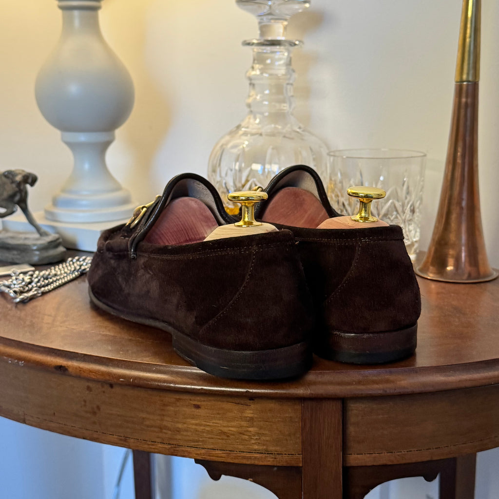 Gucci 1953 Horsebit Loafers Dark Brown Suede 7.5uk