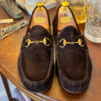 Gucci 1953 Horsebit Loafers Dark Brown Suede 7.5uk