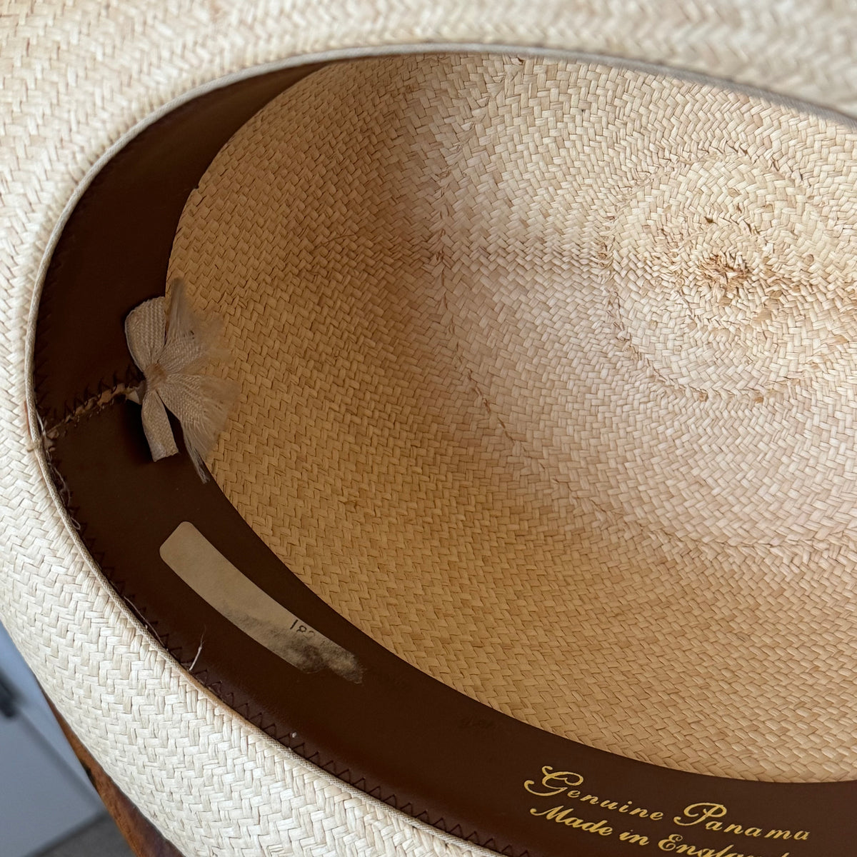 Herbert Johnson Genuine Panama Hat Brown Ribbon 60cm / 7 3/8”