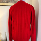 N.Peal 1990’s 100% Pure Cashmere Red Cable Knit V-Neck Jumper XL 44”