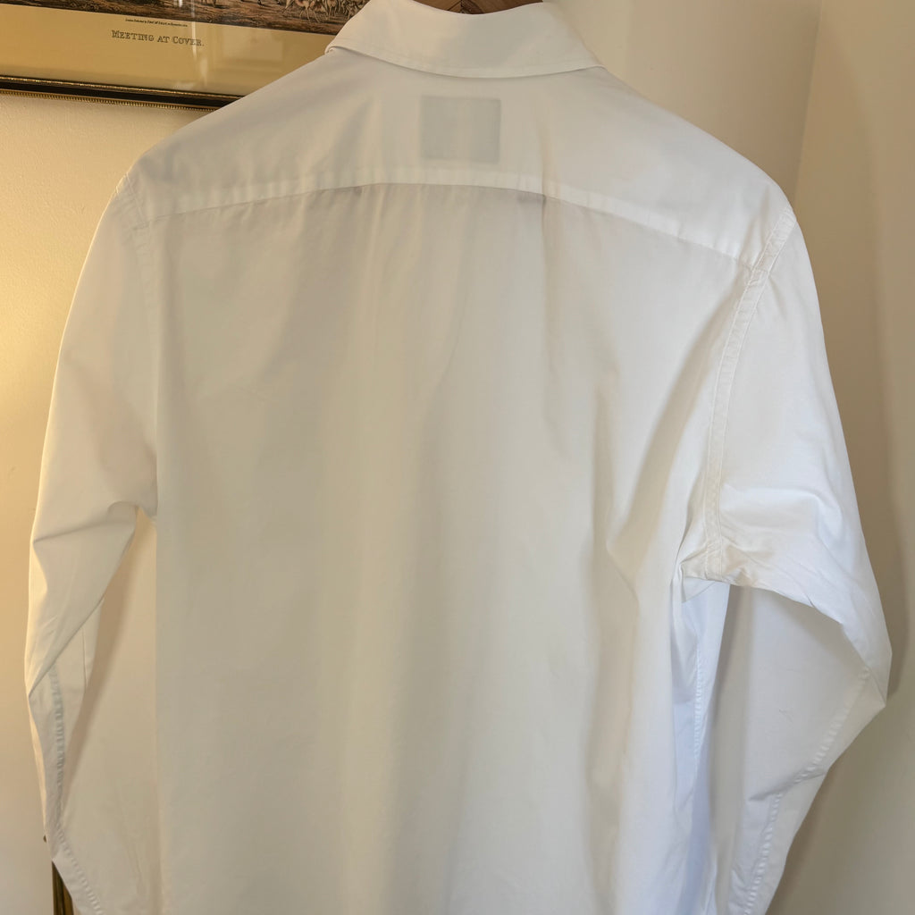 Drake’s White Poplin Spread Collar Shirt 17” XL