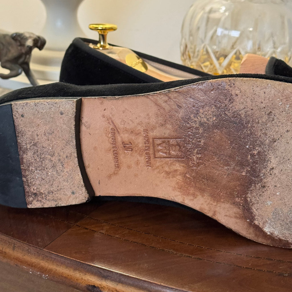 Stubbs & Wootton Dollar Euro Money Black Velvet Albert Slippers 9uk