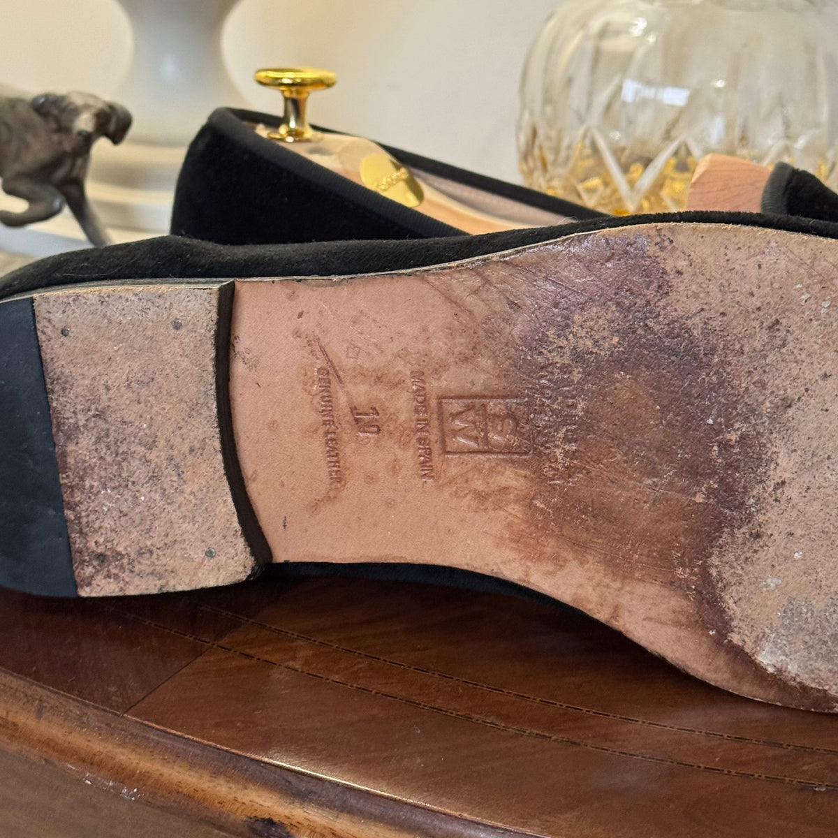 Stubbs & Wootton Dollar Euro Money Black Velvet Albert Slippers 9uk