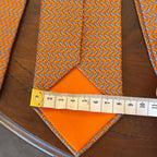 Hermes Lock & Key Orange Silk Tie Brand New