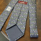 Hermes Trains & Geese Grey Silk Tie Unworn
