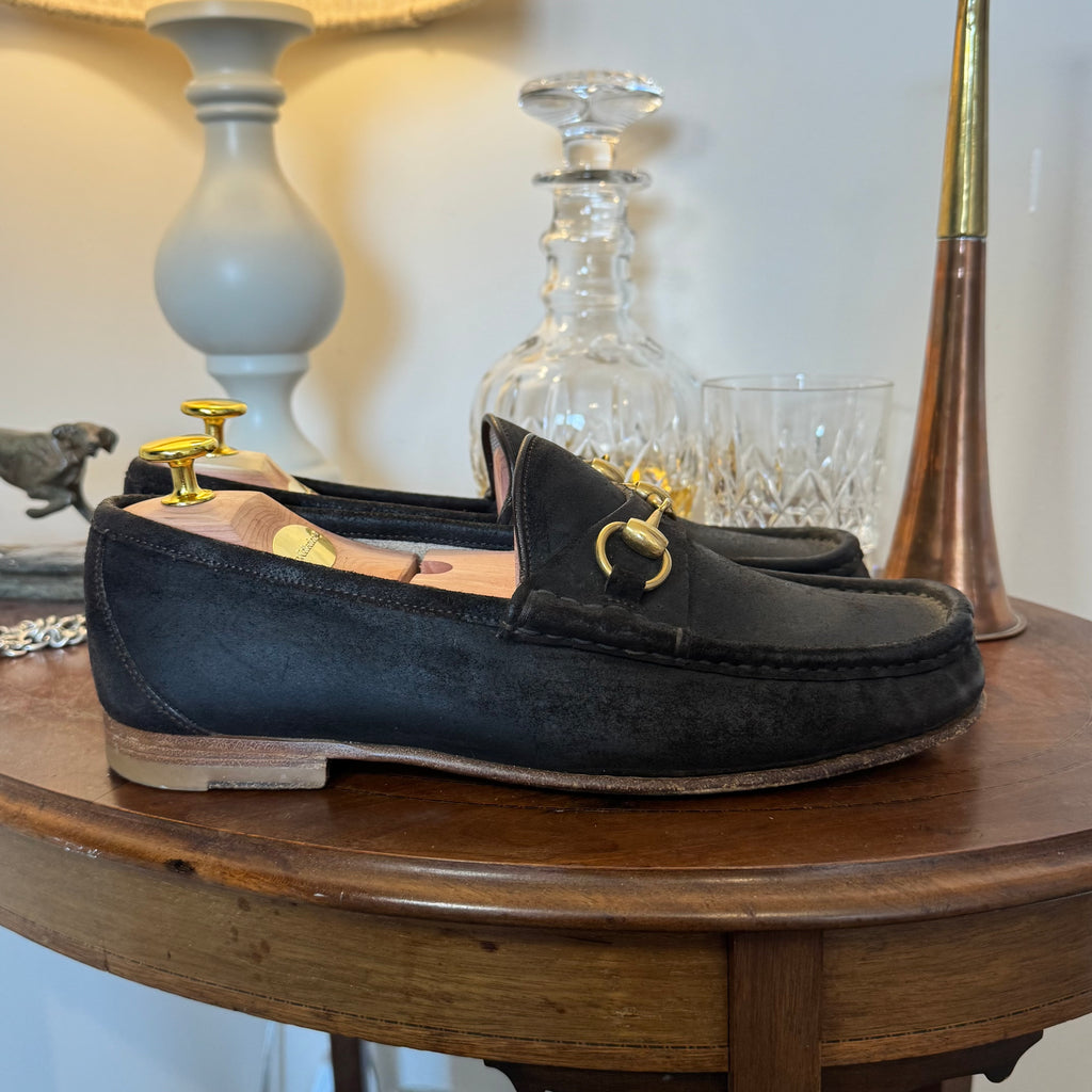 Gucci 1953 Horsebit Loafers Dark Brown Rough Suede 6uk
