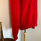 N.Peal 1990’s 100% Pure Cashmere Red Cable Knit V-Neck Jumper XL 44”
