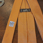 Hermes Lock & Key Orange Silk Tie Brand New