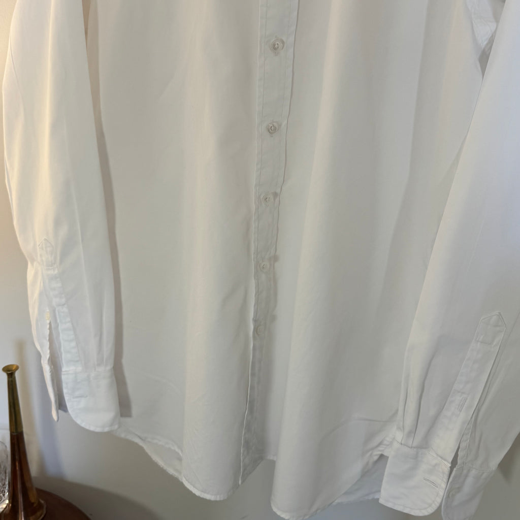 Drake’s White Poplin Spread Collar Shirt 17” XL