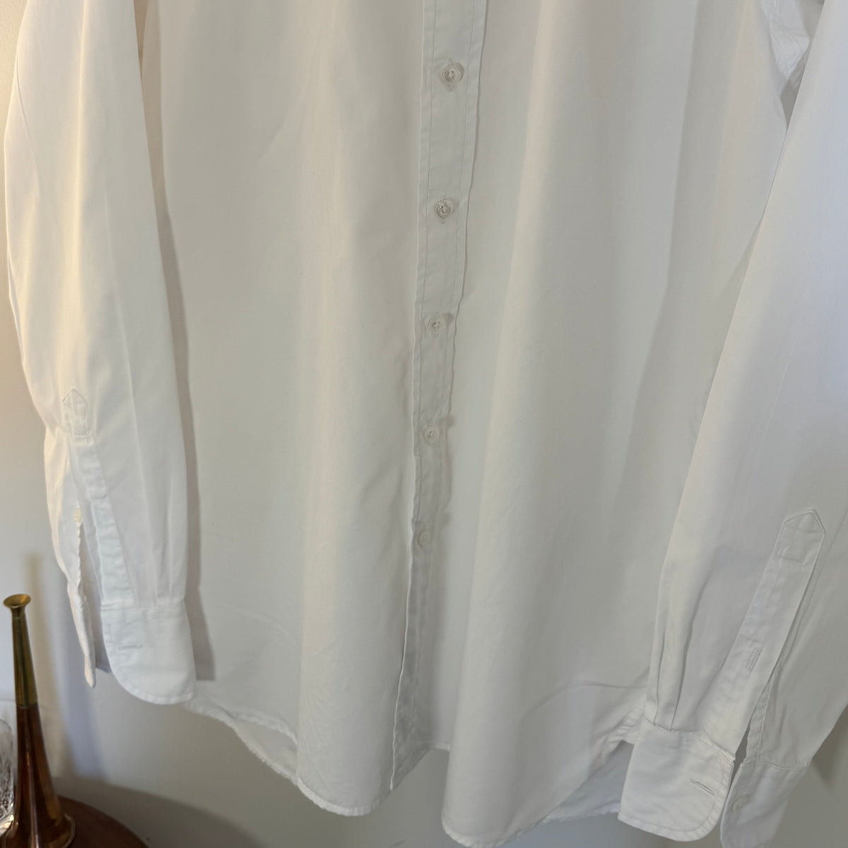Drake’s White Poplin Spread Collar Shirt 17” XL