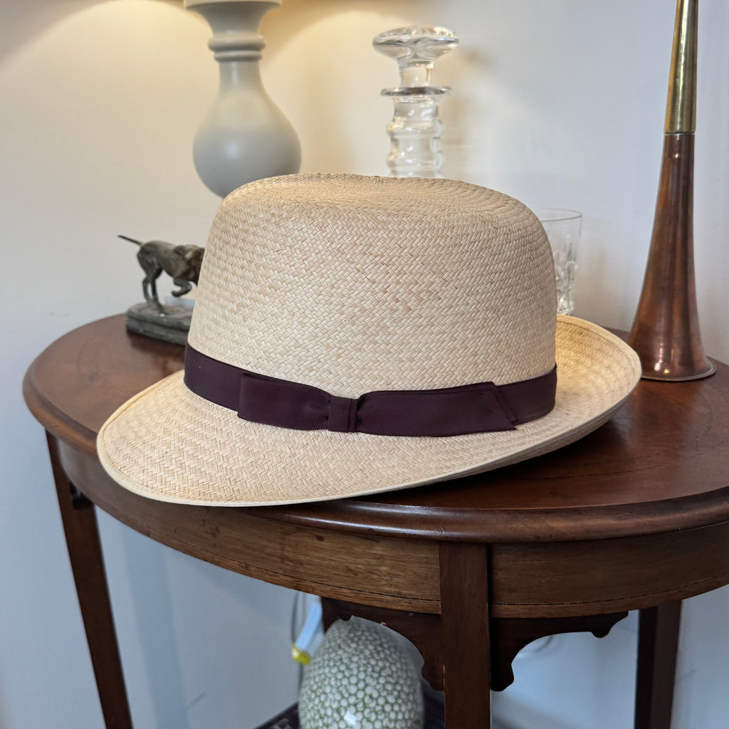 Herbert Johnson Genuine Panama Hat Brown Ribbon 60cm / 7 3/8”