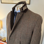 John Brocklehurst Herringbone Windowpane Tweed Norfolk Jacket 40”R