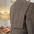 John Brocklehurst Herringbone Windowpane Tweed Norfolk Jacket 40”R