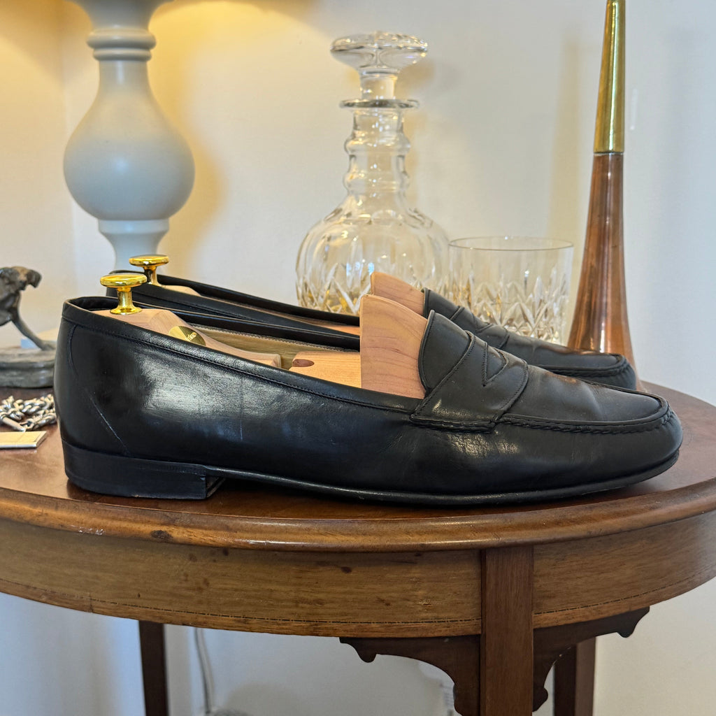 Cole Haan 1980’s Low Vamp Black Leather Penny Loafers 11uk