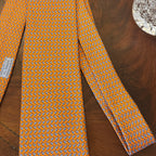 Hermes Lock & Key Orange Silk Tie Brand New