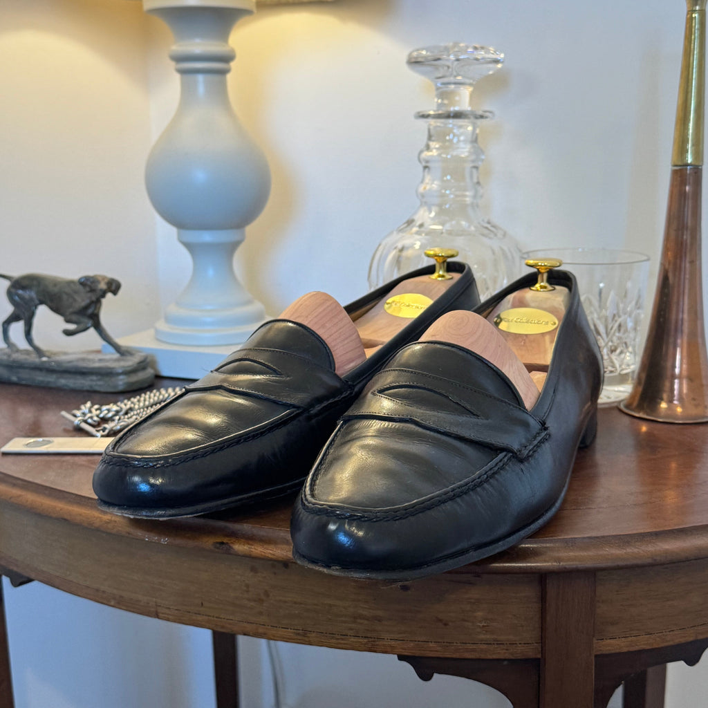 Cole Haan 1980’s Low Vamp Black Leather Penny Loafers 11uk