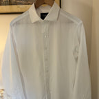 Drake’s White Poplin Spread Collar Shirt 17” XL