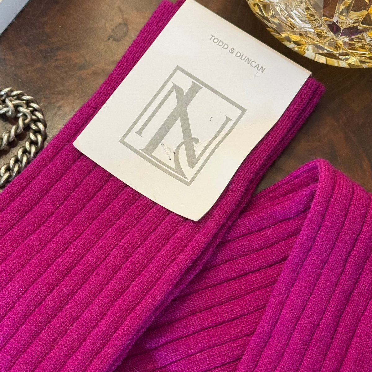 New & Lingwood Luxury Cashmere Socks Pink Large 11-12uk