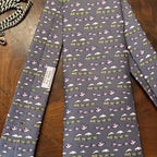 Hermes Trains & Geese Grey Silk Tie Unworn