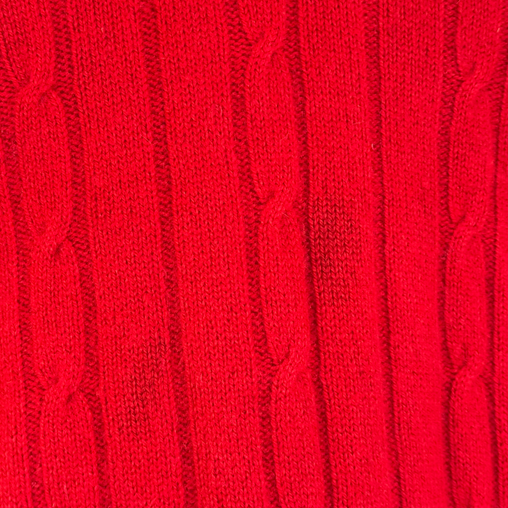 N.Peal 1990’s 100% Pure Cashmere Red Cable Knit V-Neck Jumper XL 44”