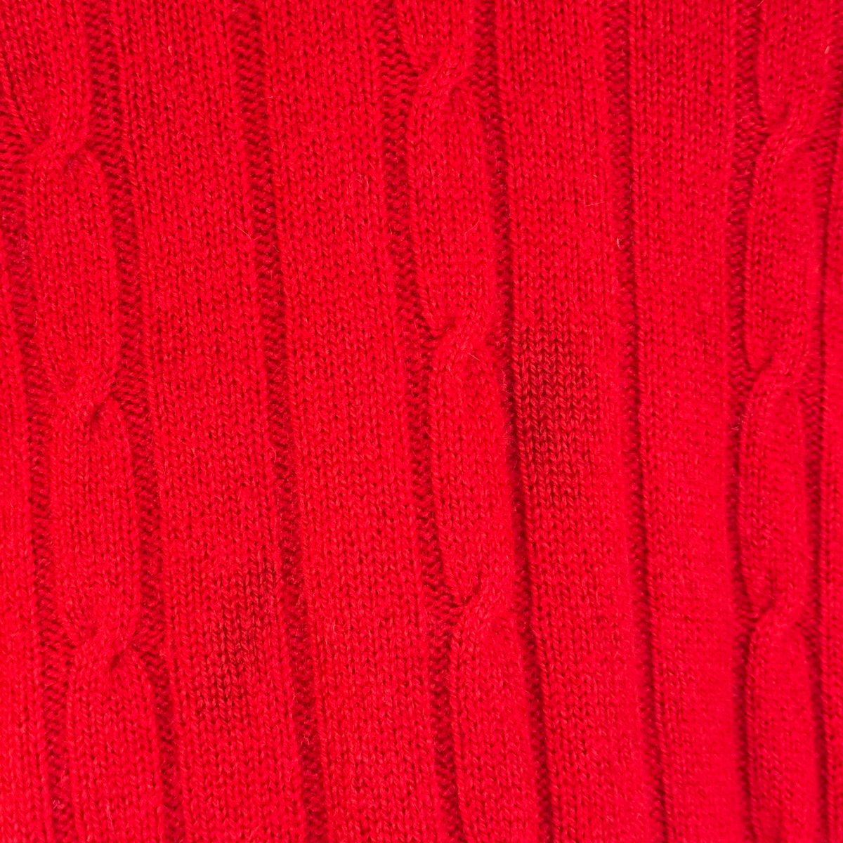 N.Peal 1990’s 100% Pure Cashmere Red Cable Knit V-Neck Jumper XL 44”