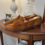 Wildsmith by Edward Green Kiltie Fringe Penny Loafers Snuff Brown Suede 9uk