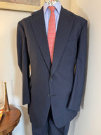 Wells Savile Row Bespoke Navy Plain Weave Wool Suit 44"L 40"L