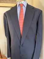 Wells Savile Row Bespoke Navy Plain Weave Wool Suit 44"L 40"L