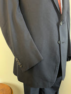 Wells Savile Row Bespoke Navy Plain Weave Wool Suit 44"L 40"L