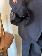 Wells Savile Row Bespoke Navy Plain Weave Wool Suit 44"L 40"L
