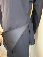 Wells Savile Row Bespoke Navy Plain Weave Wool Suit 44"L 40"L