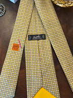 Hermes Postit Note & Pencil Butter Yellow Silk Tie