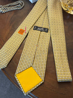 Hermes Postit Note & Pencil Butter Yellow Silk Tie
